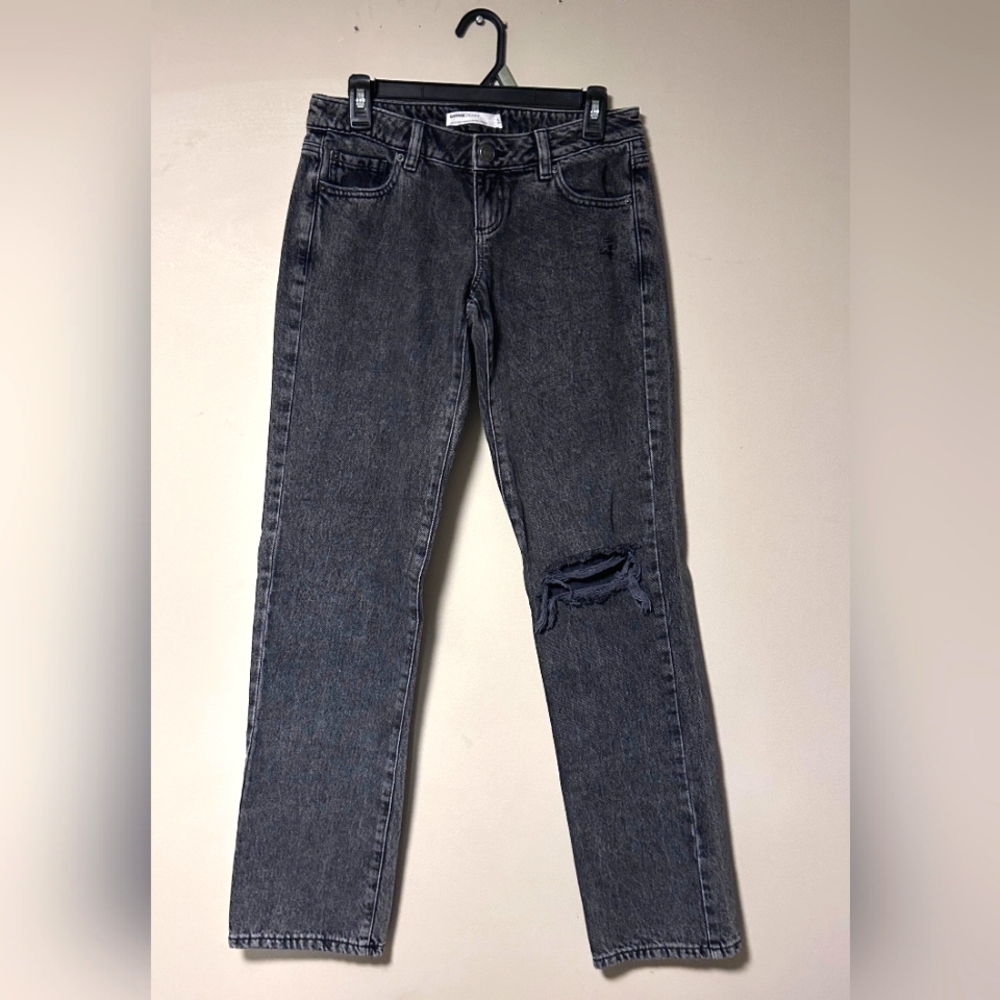 Black Acid Wash Low-Rise Garage Jeans Size 01